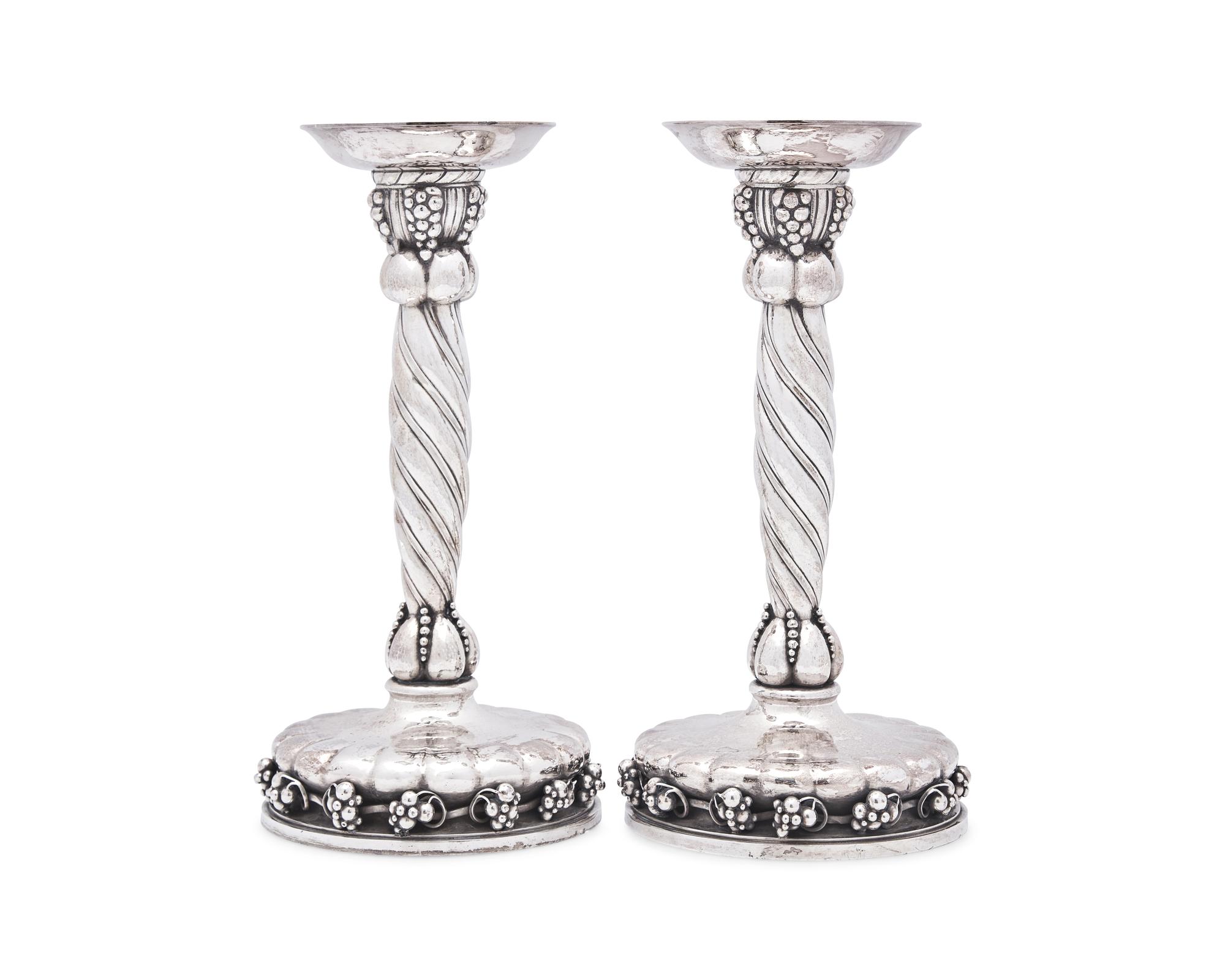 A Pair of Georg Jensen Silver Candlesticks