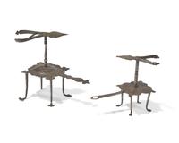 Two Small Wrought Iron Taper Holders, French or German, 17th Century