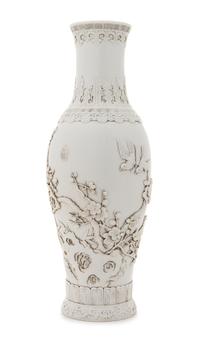 A Soft Paste White Glazed Porcelain Vase Height 15 1/4 inches.