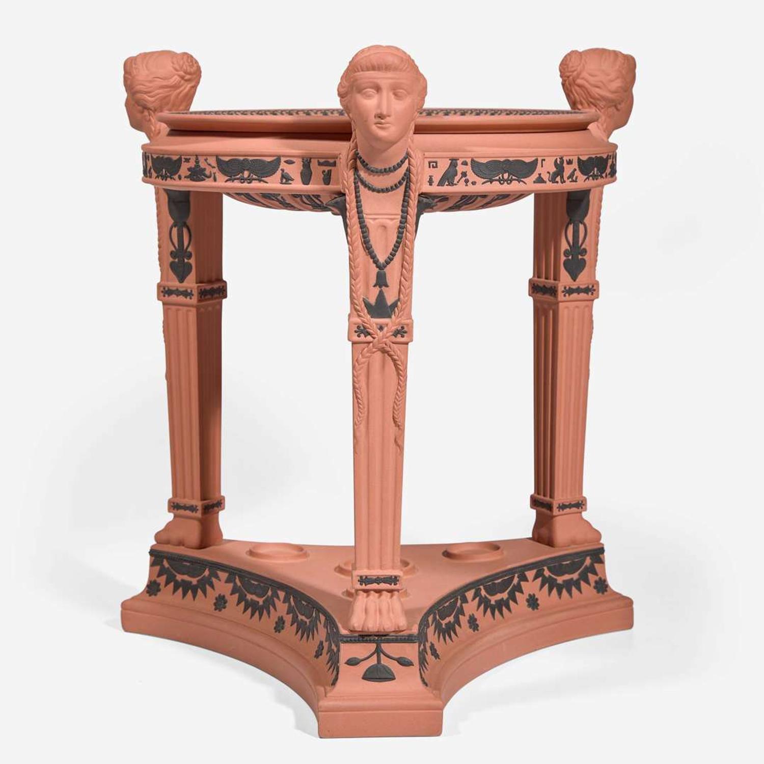A Monumental Wedgwood Terracotta and Black Jasperware Egyptian Revival Perfume Burner UK, early 21st century