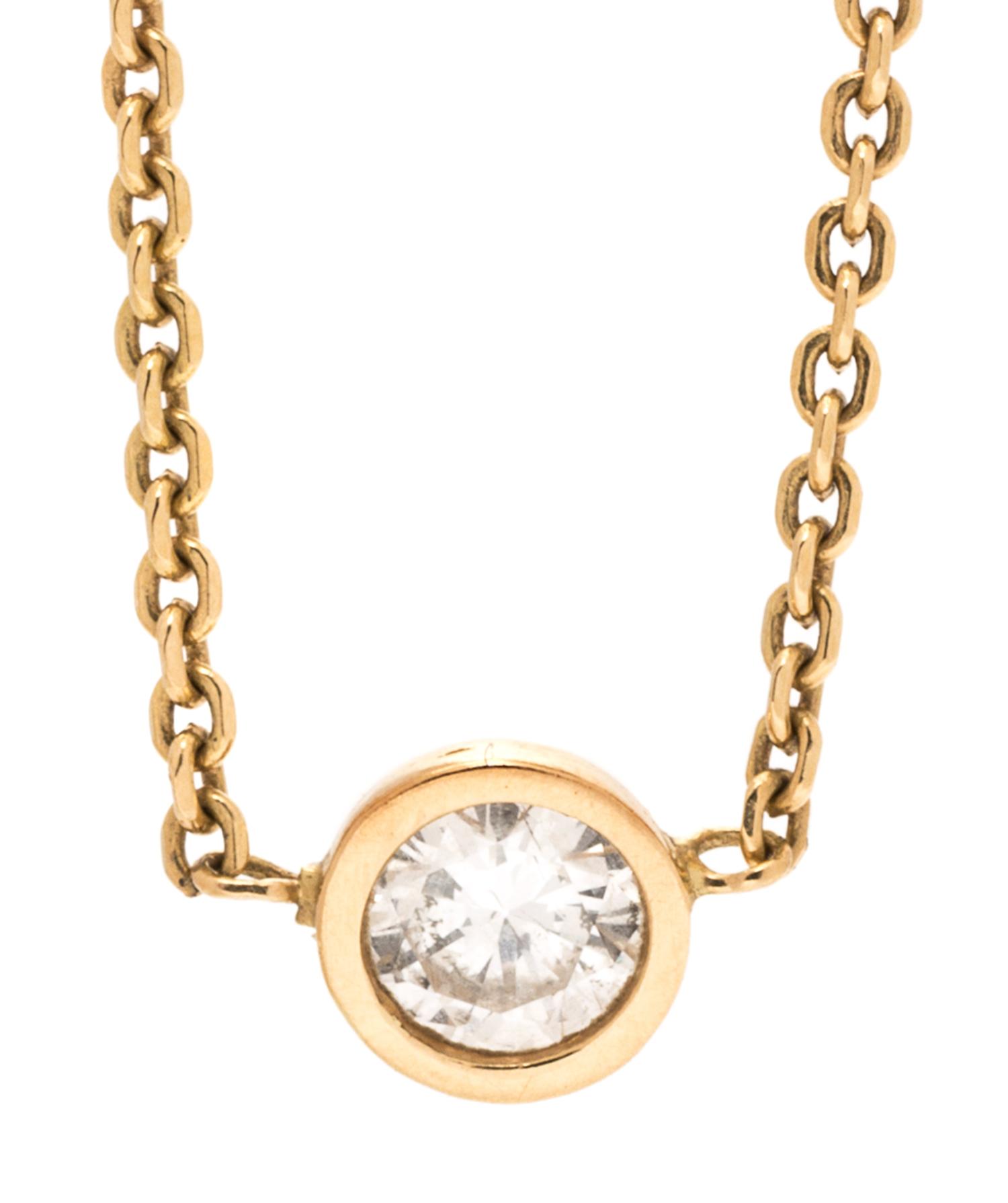 An 18 Karat Yellow Gold and Diamond Solitaire Necklace, 2.10 dwts.