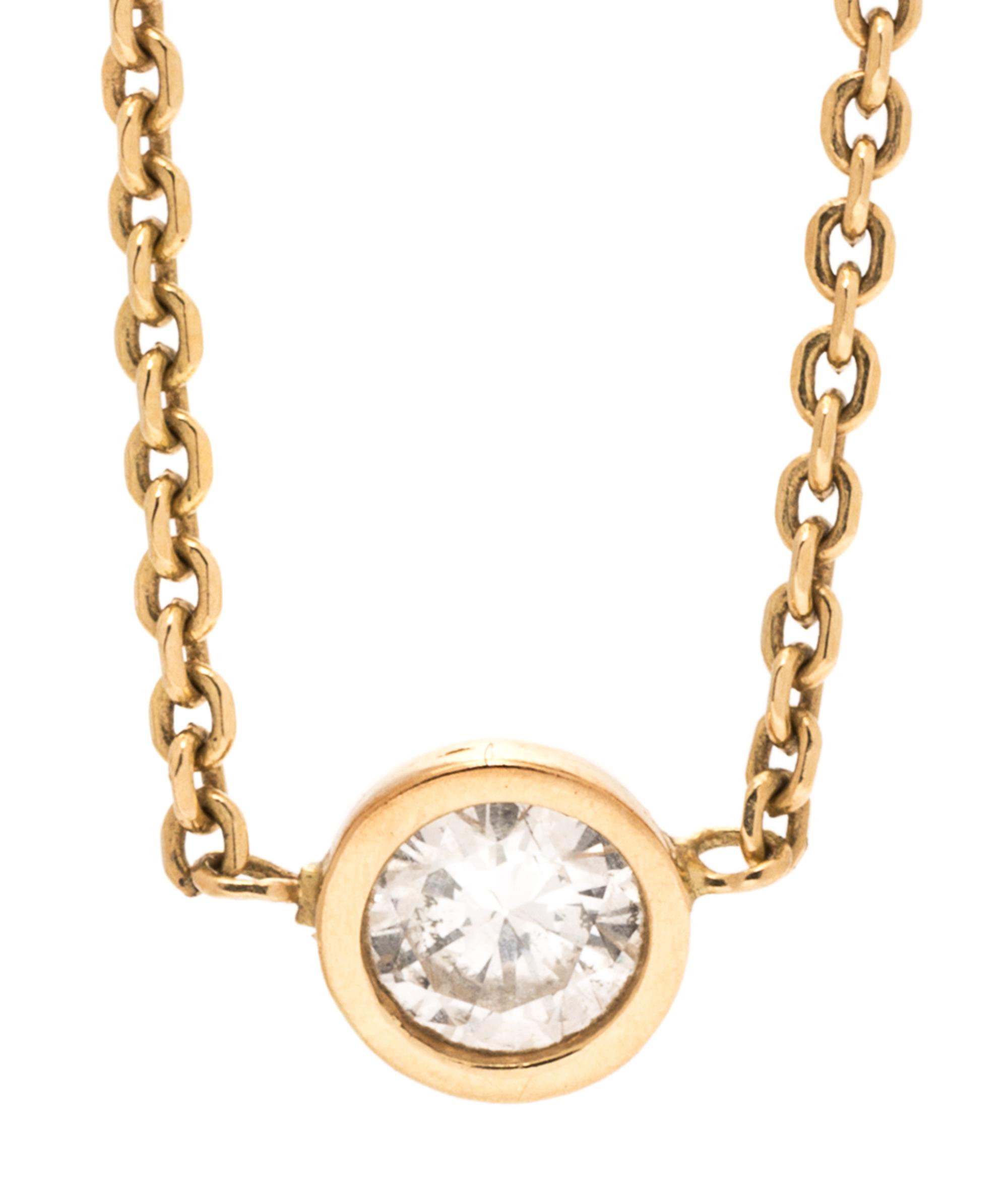 An 18 Karat Yellow Gold and Diamond Solitaire Necklace, 2.10 dwts.