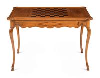 A French Fruitwood and Ebony Inlaid Tric-Trac Table