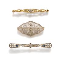 ANTIQUE, COLLECTION OF DIAMOND BROOCHES