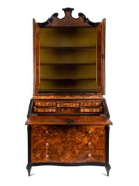 A North Italian Part Ebonized Olivewood Bureau Cabinet