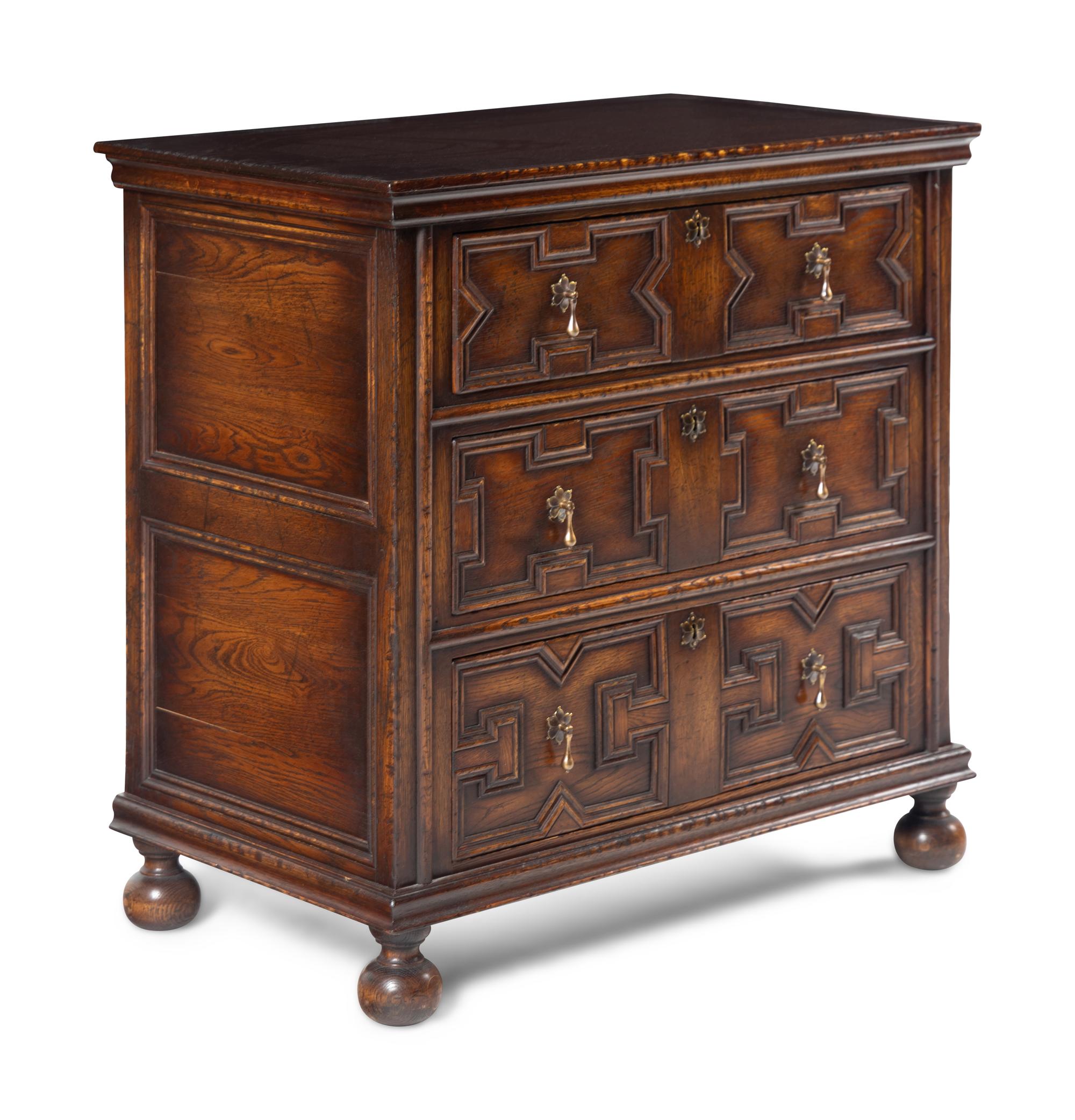 A Charles II Style Oak Chest of Drawers