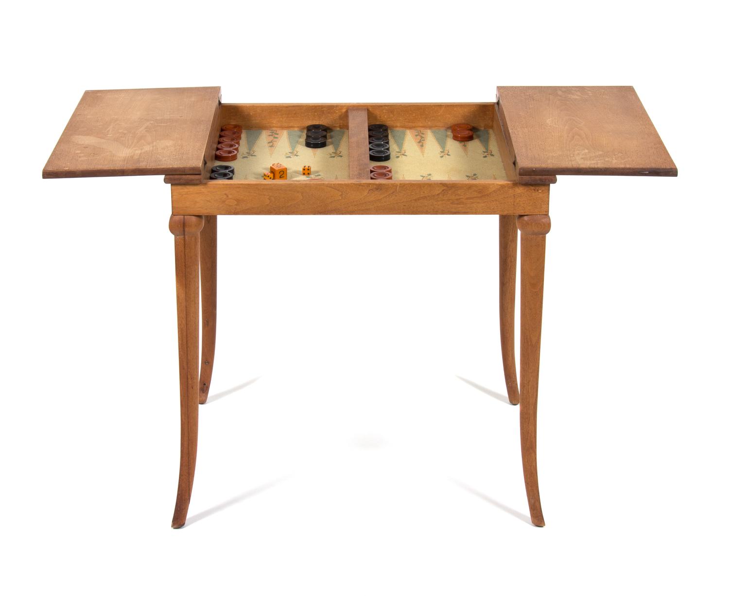 An Oak Backgammon Table Height 28 1/4 x width 28 x depth 21 3/4 inches. — MID 20TH CENTURY