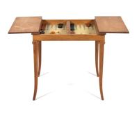 An Oak Backgammon Table Height 28 1/4 x width 28 x depth 21 3/4 inches. — MID 20TH CENTURY
