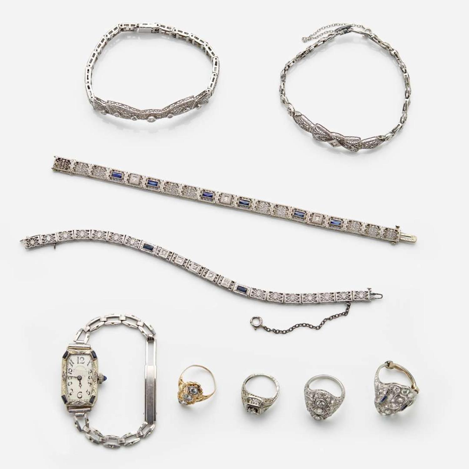A Miscellaneous Collection of Art Deco Jewelry