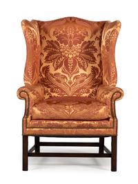 A George III Style Scalamandré-Upholstered Wingback Armchair