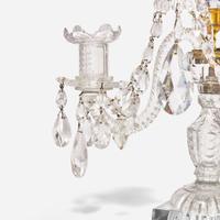 A pair of Georgian style cut-glass and brass two-light girandoles Edward F. Caldwell & Co. (active 1895-1959), New York, NY, early 20th century