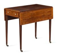 A Regency Inlaid and Brass Mounted Mahogany and Rosewood Pembroke Table