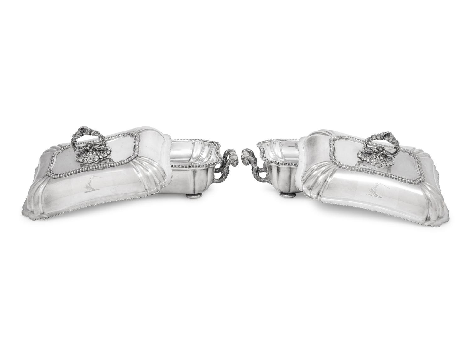 Two English Silver-Plate Covered Entrée Dishes