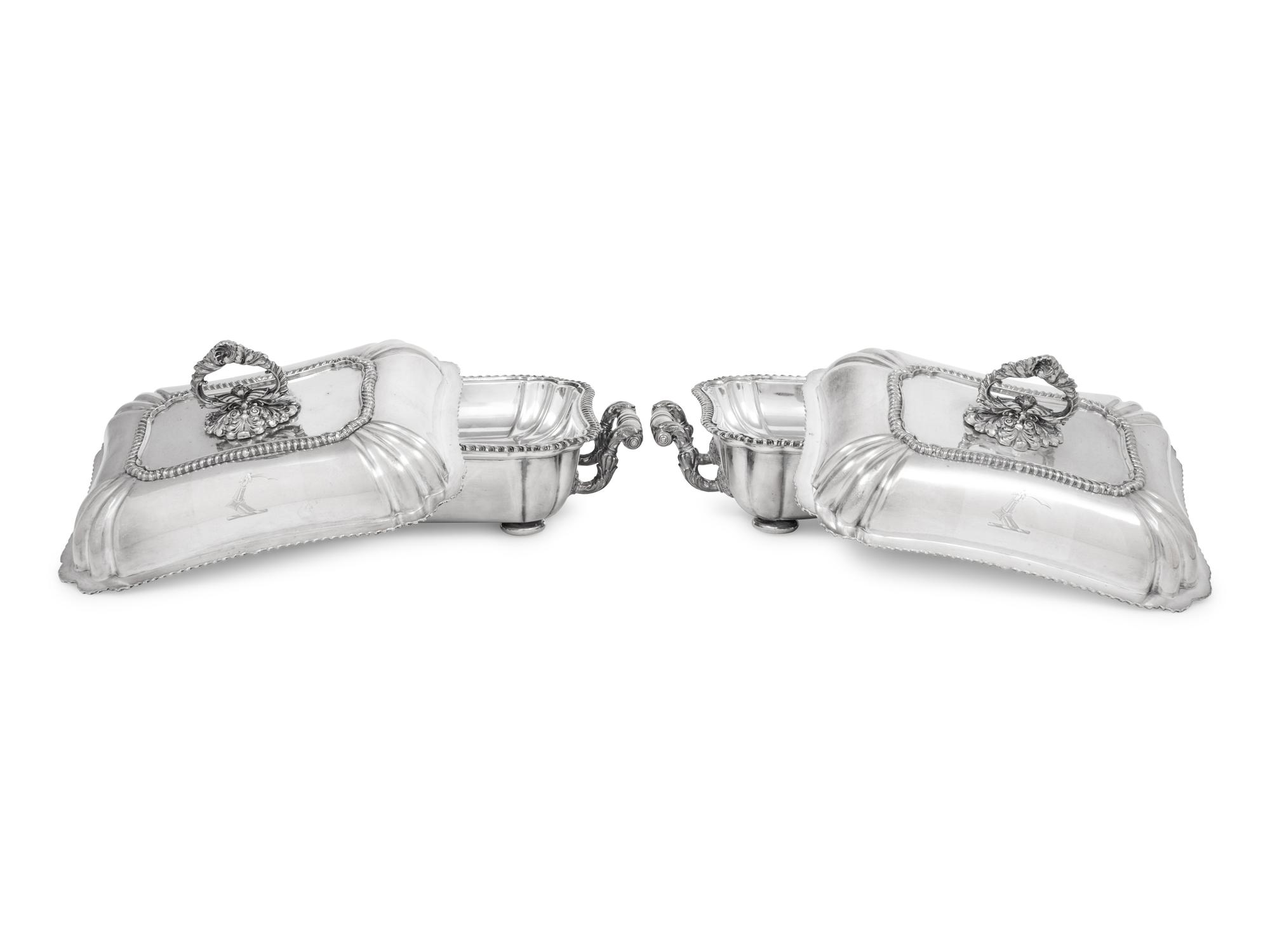 Two English Silver-Plate Covered Entrée Dishes