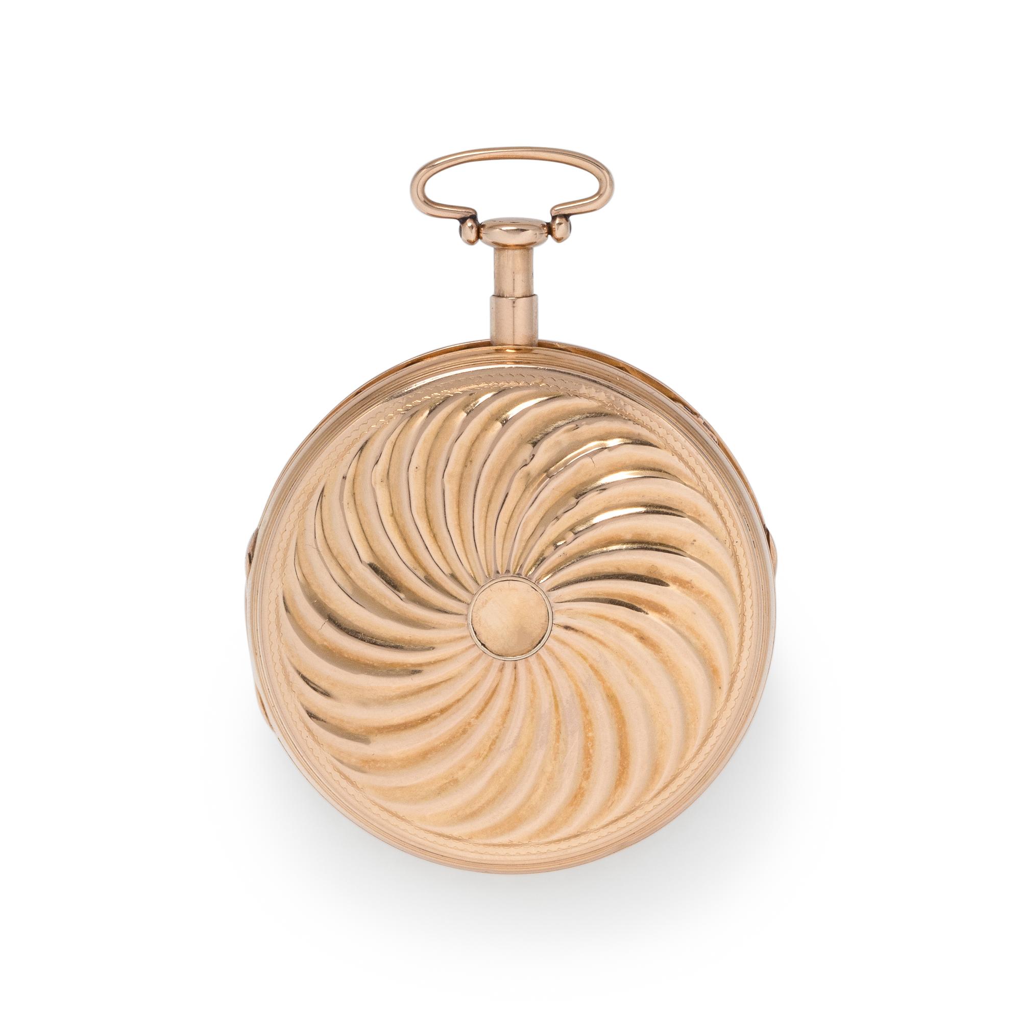 18K PINK GOLD QUARTER REPEATER OPEN FACE POCKET WATCH