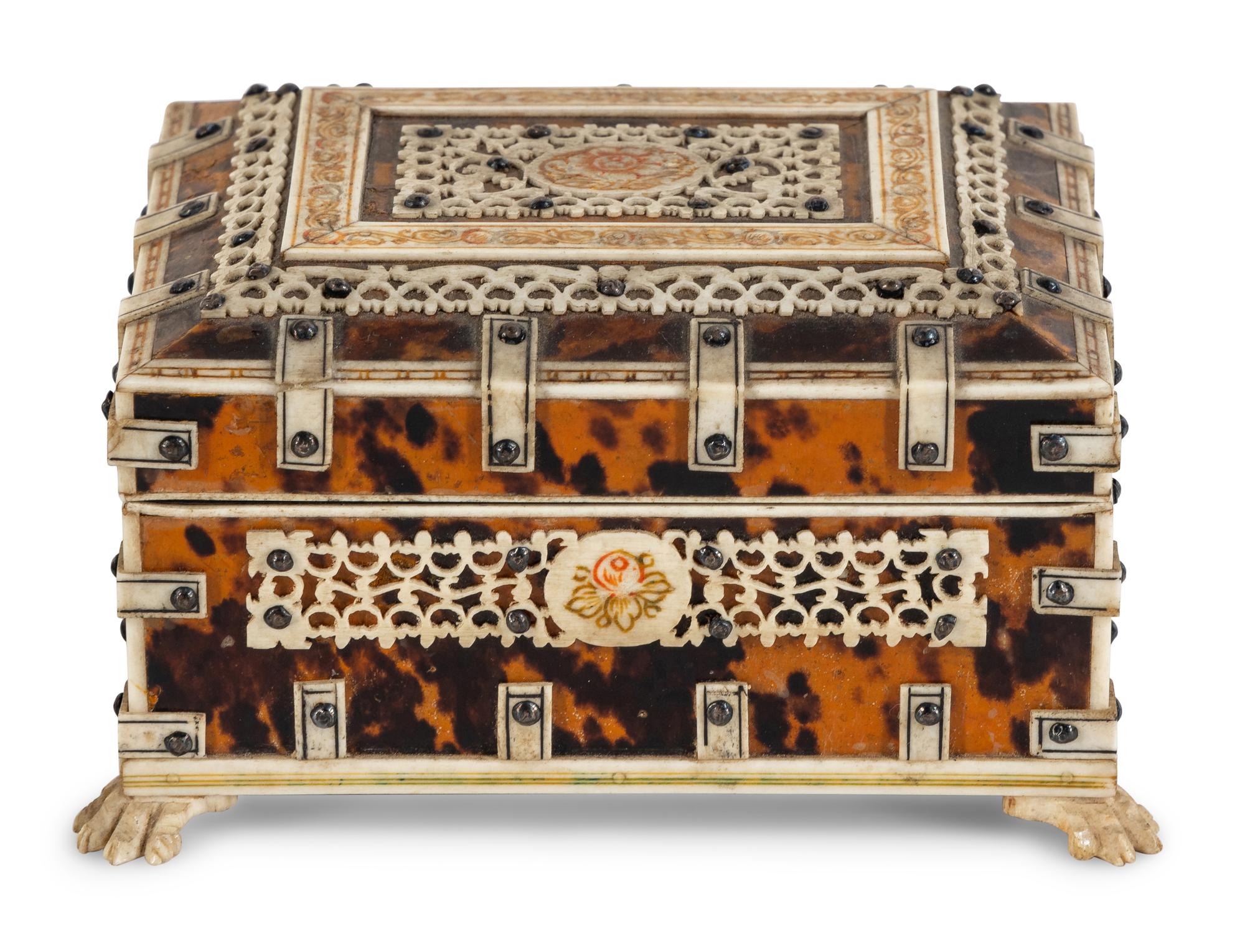 Three Anglo-Indian Tortoiseshell Inlaid Boxes