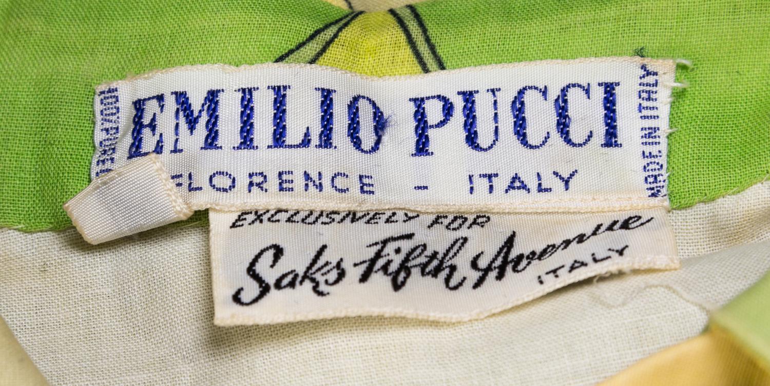 A Pucci Green and Yellow Cotton Dress, Size 12.