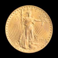A United States 1913-D St. Gaudens $20 Gold Coin