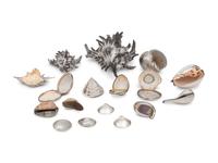 A Group of Silvered, Silver-Mounted and Models of Seashells by Buccellati and Others