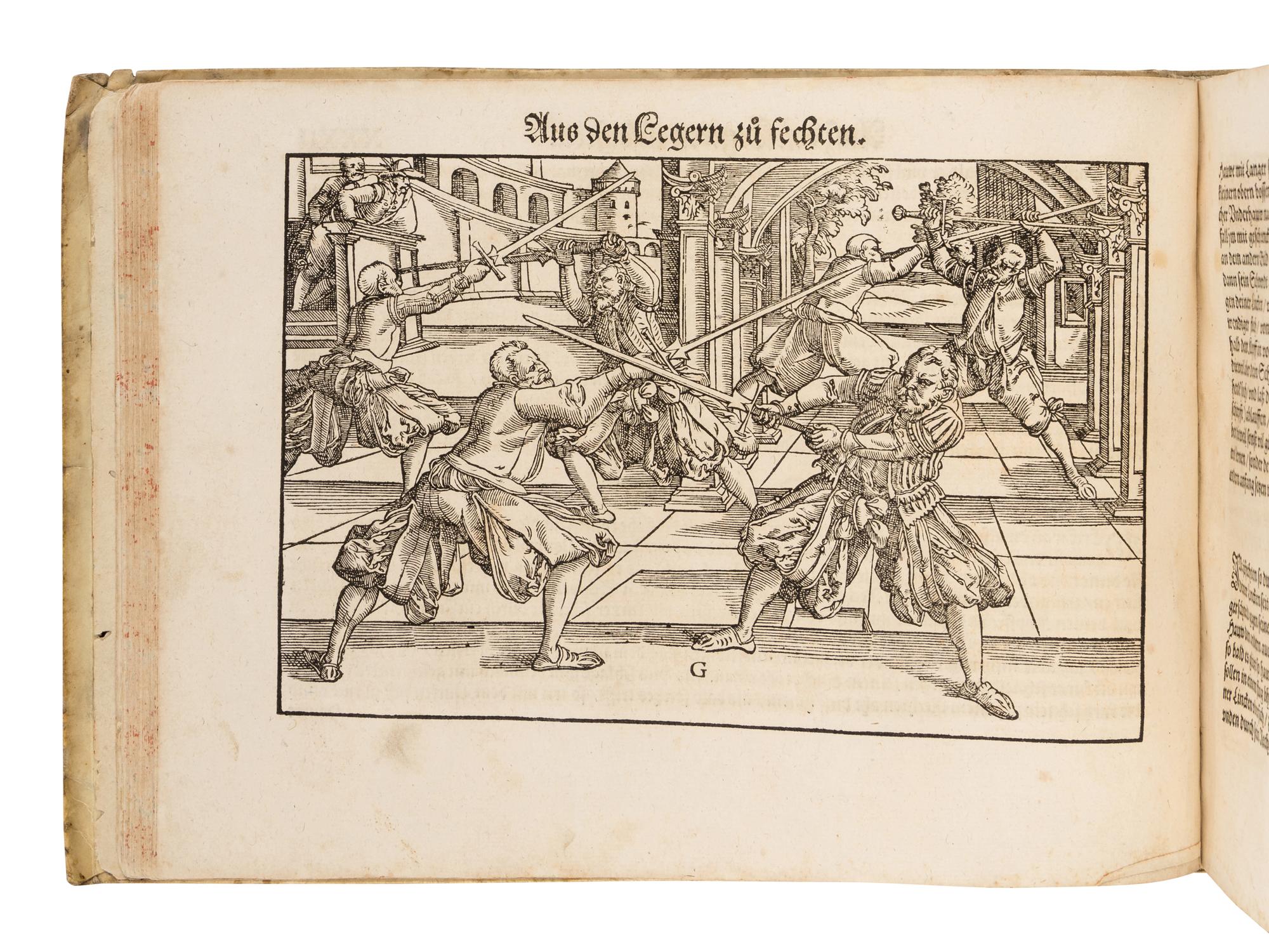 MEYER, Joachim (ca 1537-1571). Gründtliche Beschreibung, der freyen Ritterlichen unnd Adelichen kunst des Fechtens . Strasbourg: Berger, 1570.