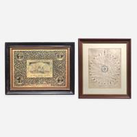 American School 19th century Two Works of Navigational Spiritual Guidance: A Nautical Cut-Work Picture and A Moral Compass for Seaman
