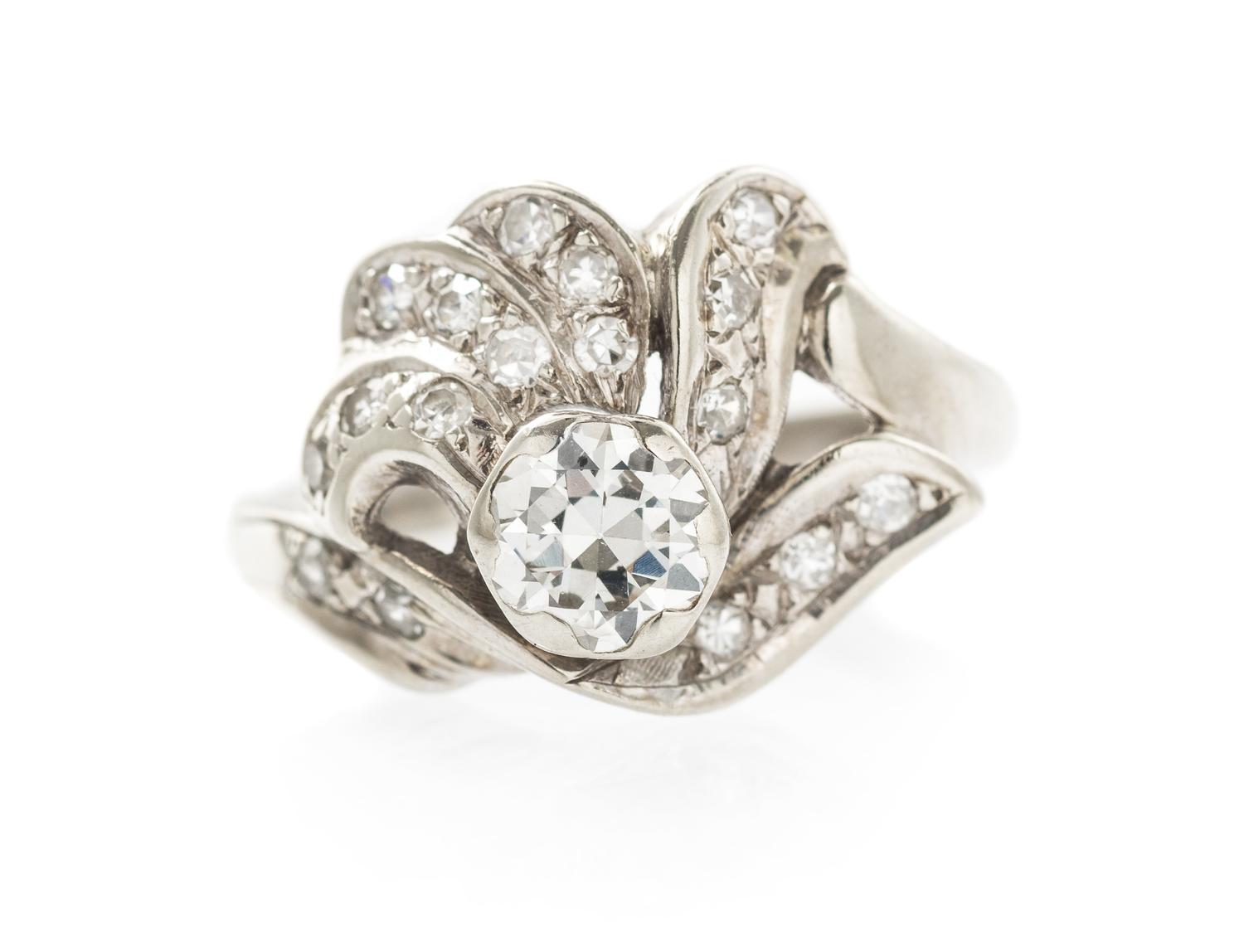 A White Gold and Diamond Ring, Circa 1950's, 2.40 dwts.