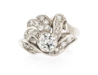 A White Gold and Diamond Ring, Circa 1950's, 2.40 dwts.