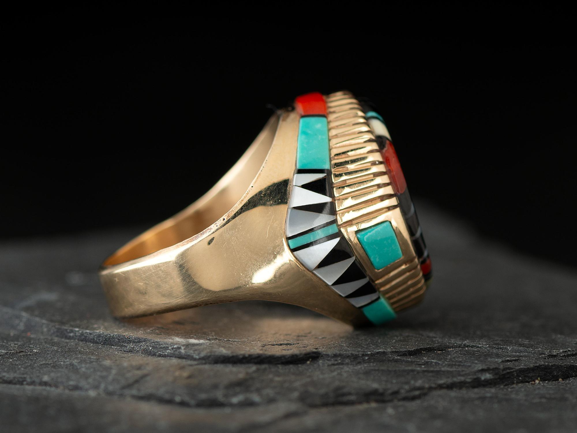 14K Gold Ring with Mosaic Inlay