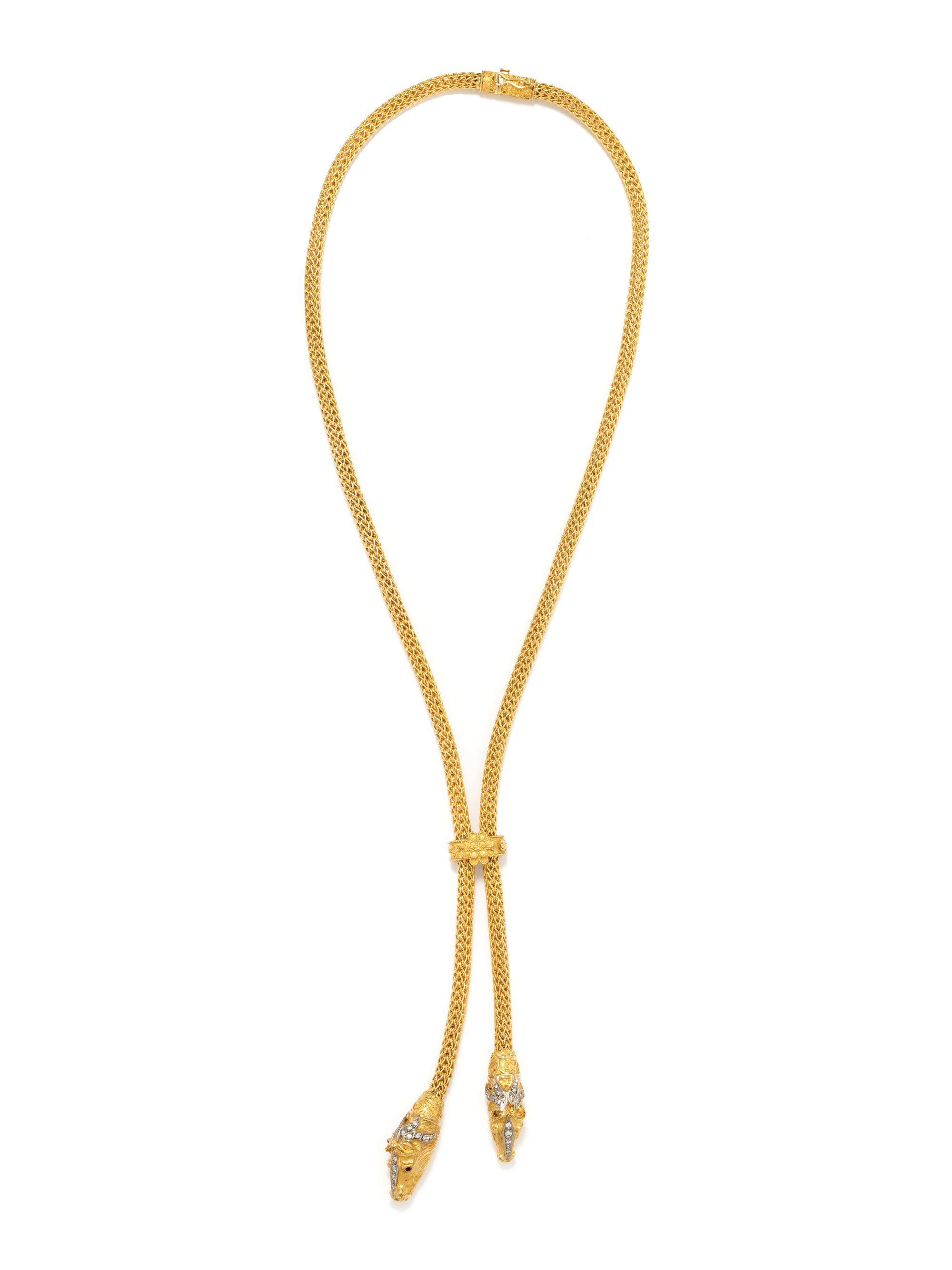 YELLOW GOLD AND DIAMOND HORSE HEAD NECKLACE
