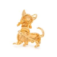 YELLOW GOLD AND GEMSTONE DOG BROOCH