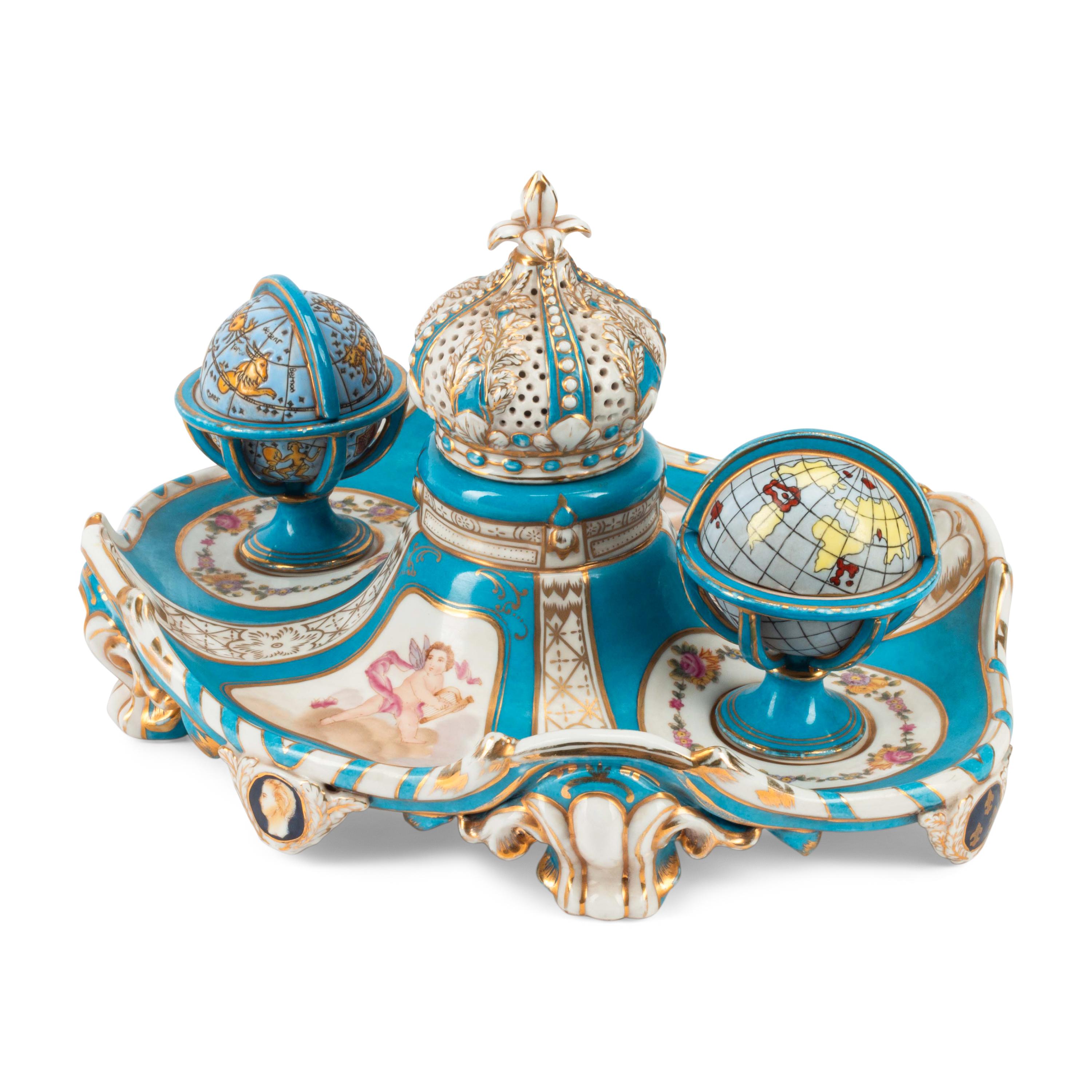 A Sèvres Style Porcelain Inkwell