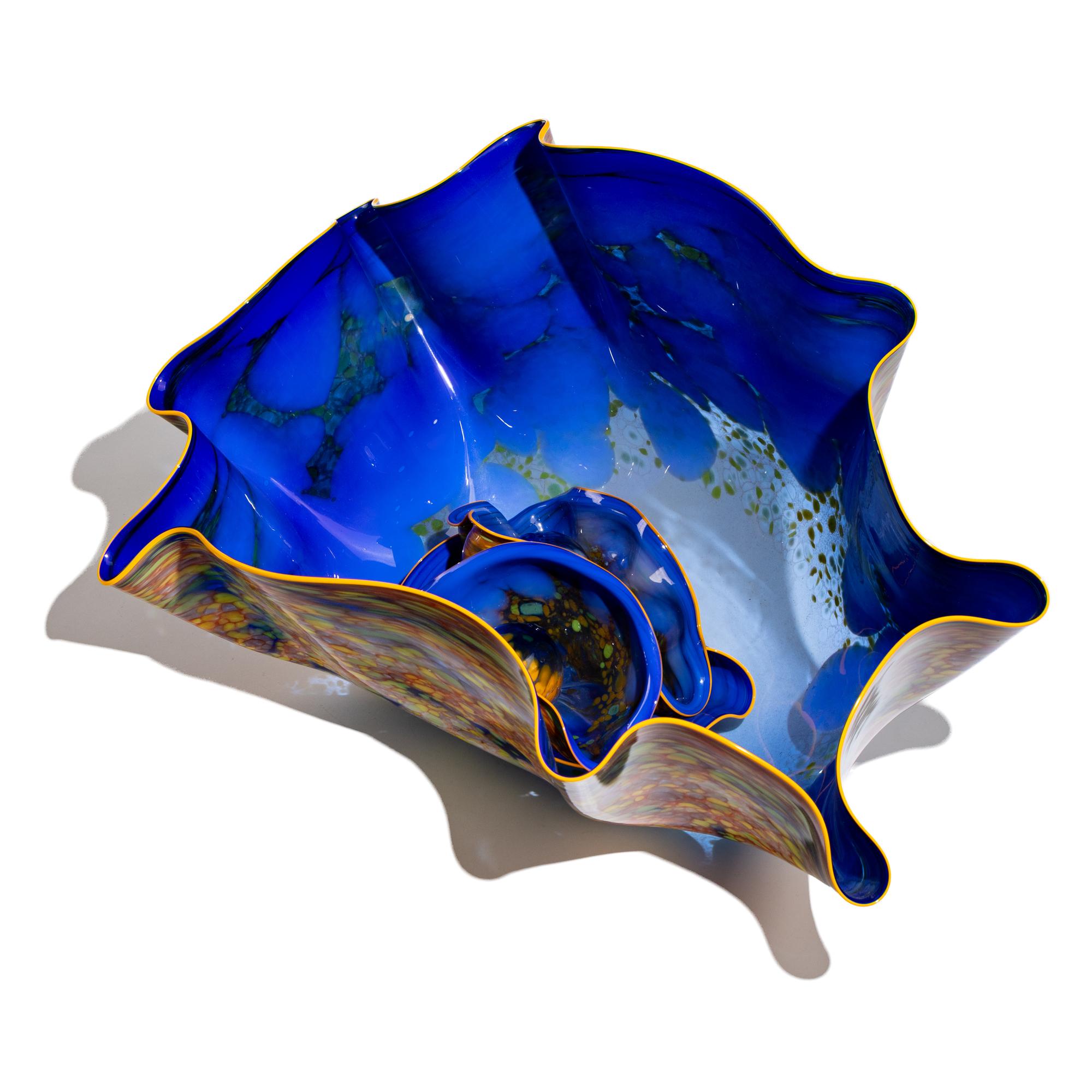 Blue Macchia Seaform Set with Yellow Lip Wraps, 1986