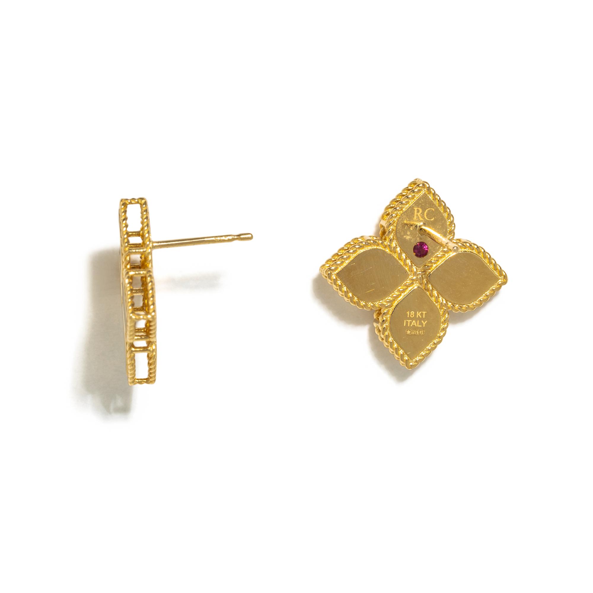 ROBERTO COIN, YELLOW GOLD 'PRINCESS FLOWER' EARRINGS