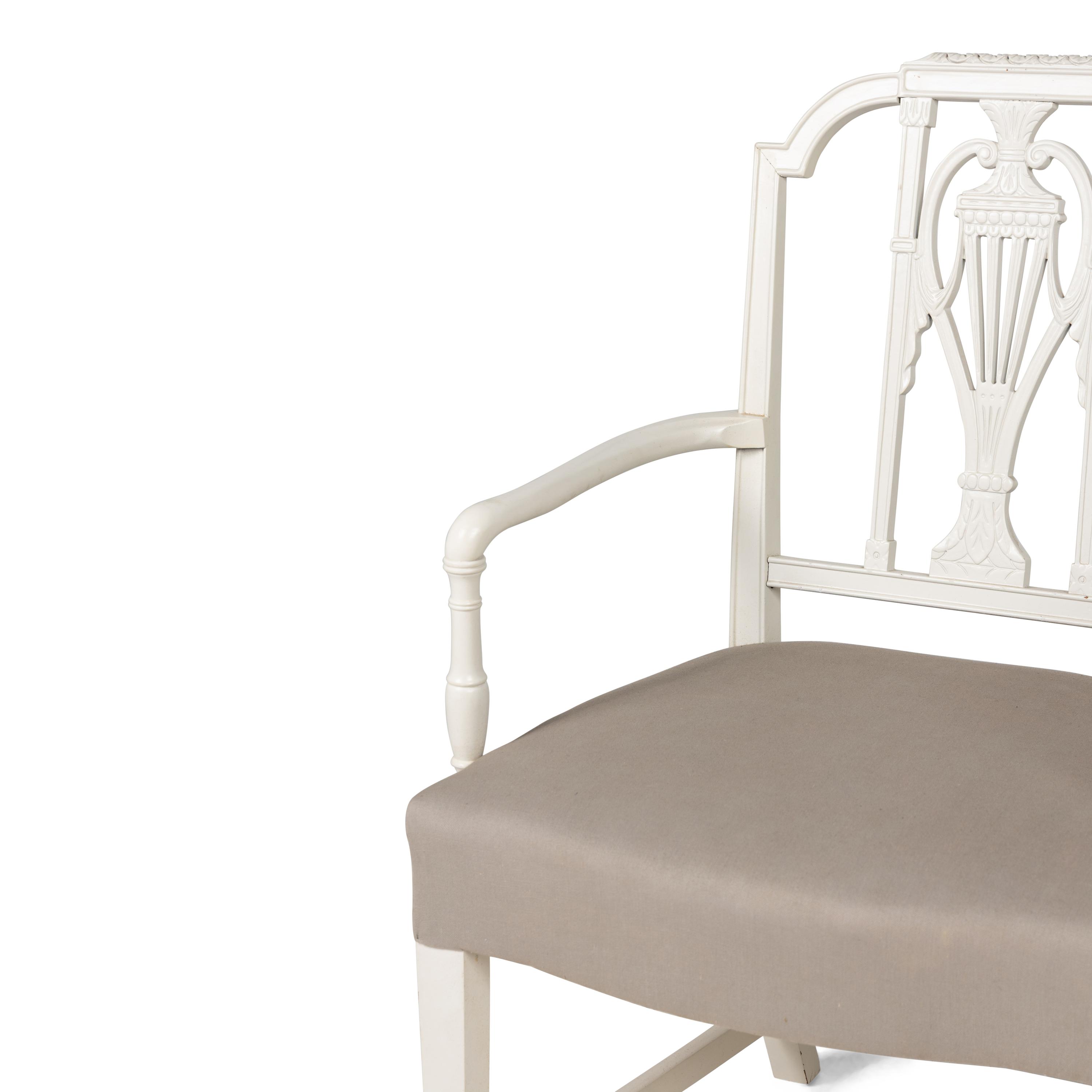 A Set of Ten George III Style White-Painted Dining Chairs