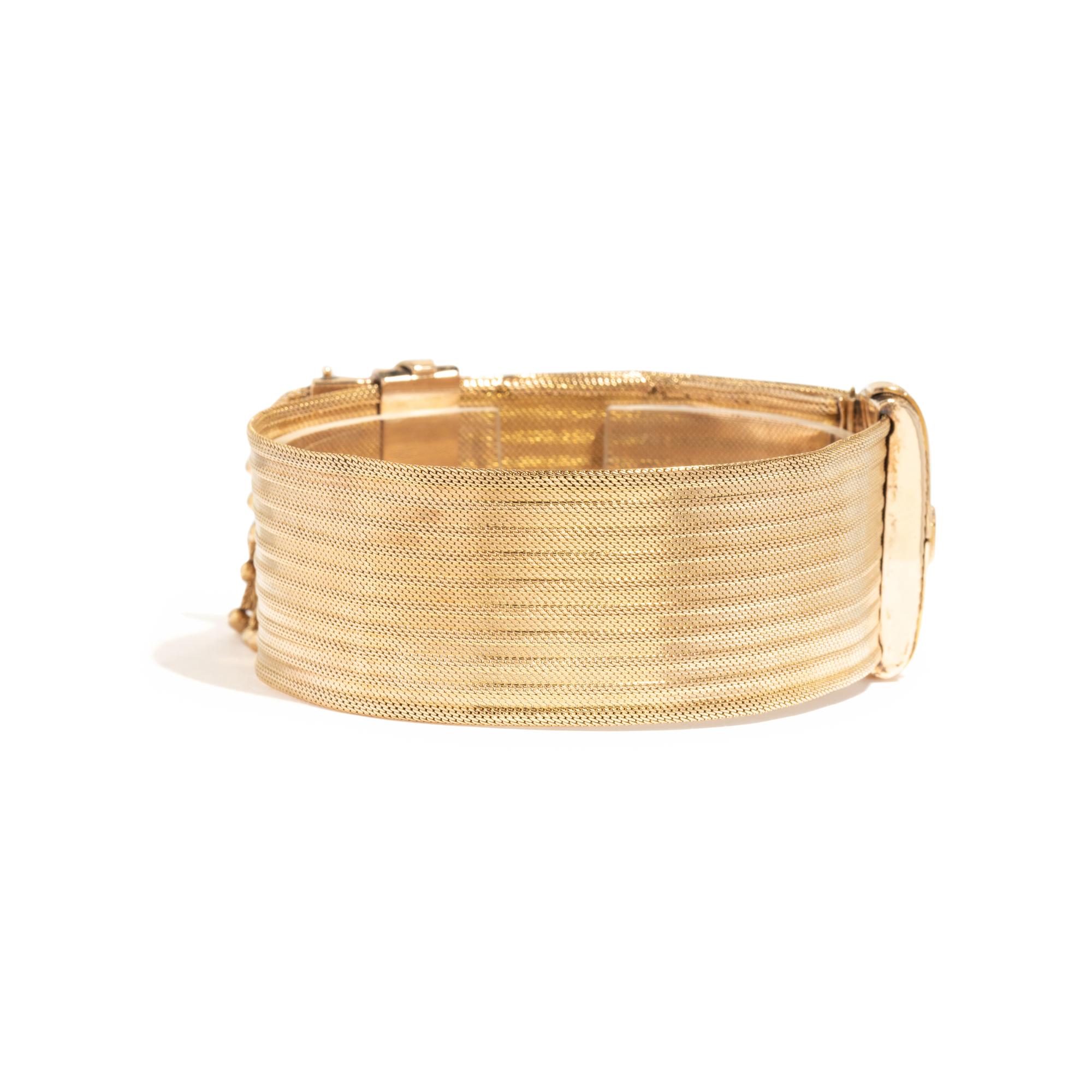 VICTORIAN, YELLOW GOLD AND ENAMEL TASSEL BRACELET
