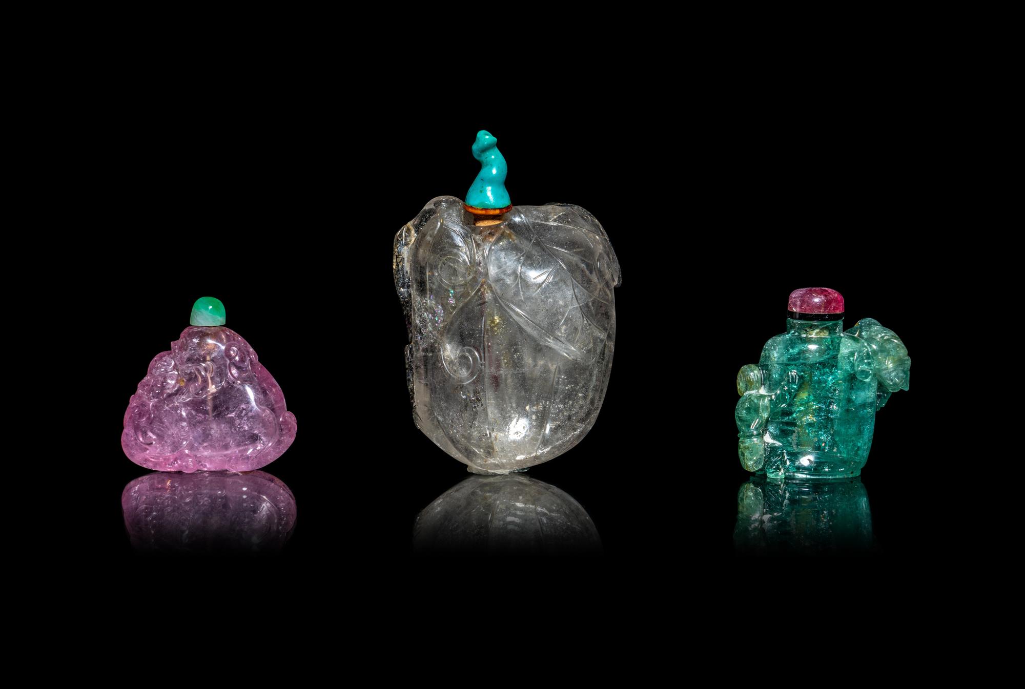 Three Chinese Precious Stone Snuff Bottles