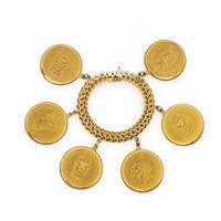 Yellow Gold 'Caciques de Venezuela' Coin Bracelet