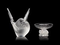 A Lalique Sylvie Vase and Nogent Dish