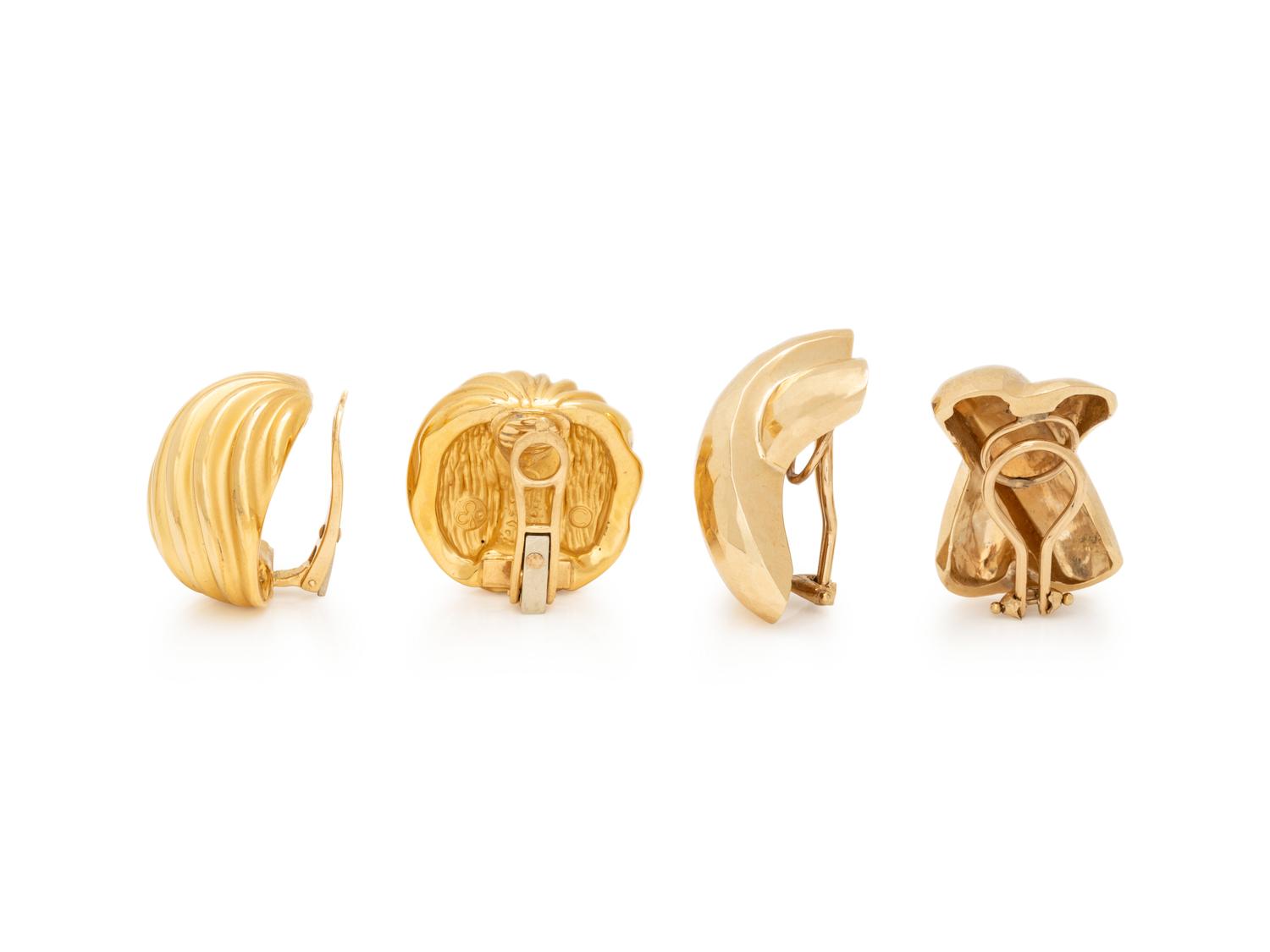 COLLECTION OF YELLOW GOLD CLIP EARRINGS