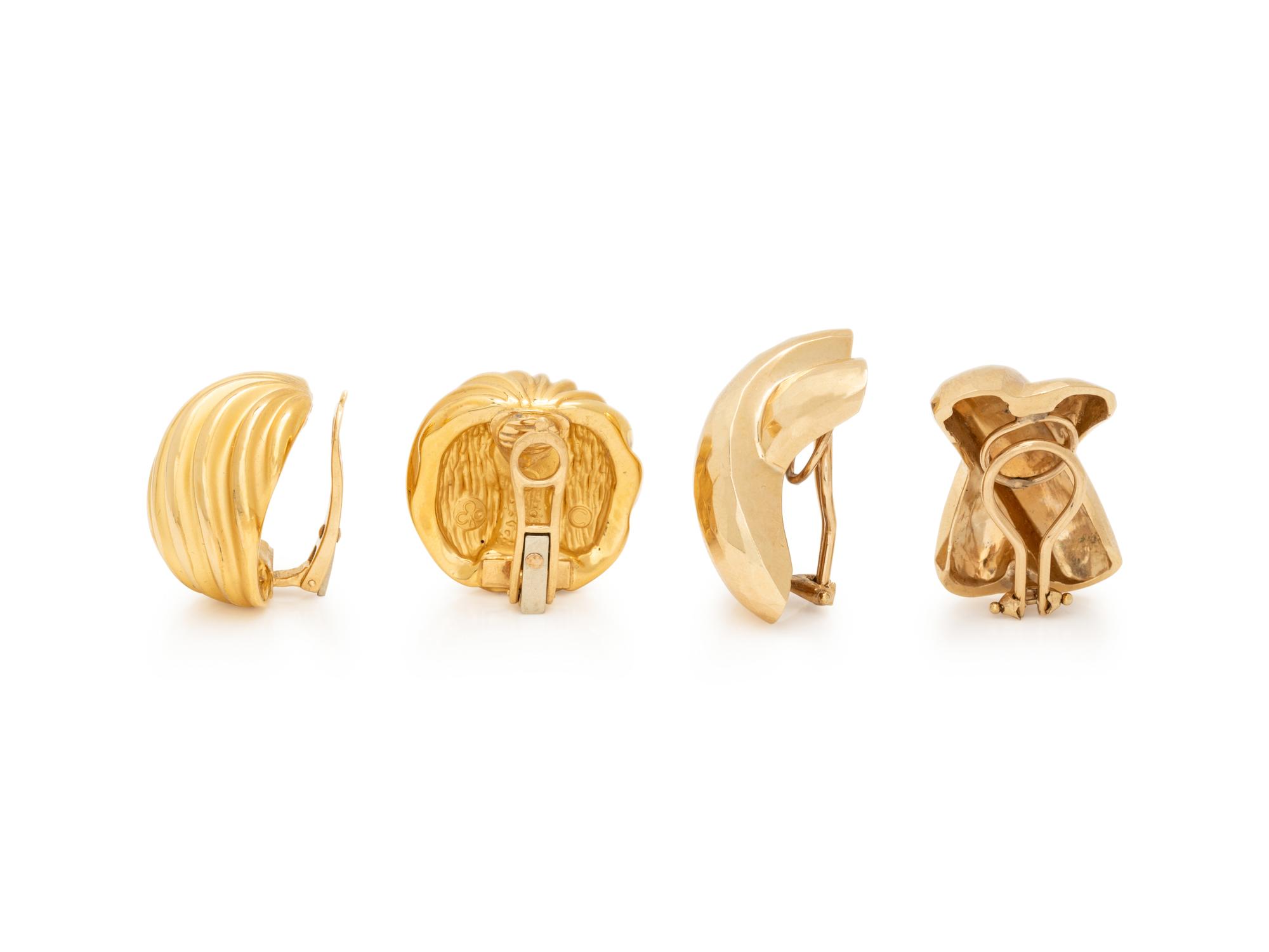 COLLECTION OF YELLOW GOLD CLIP EARRINGS