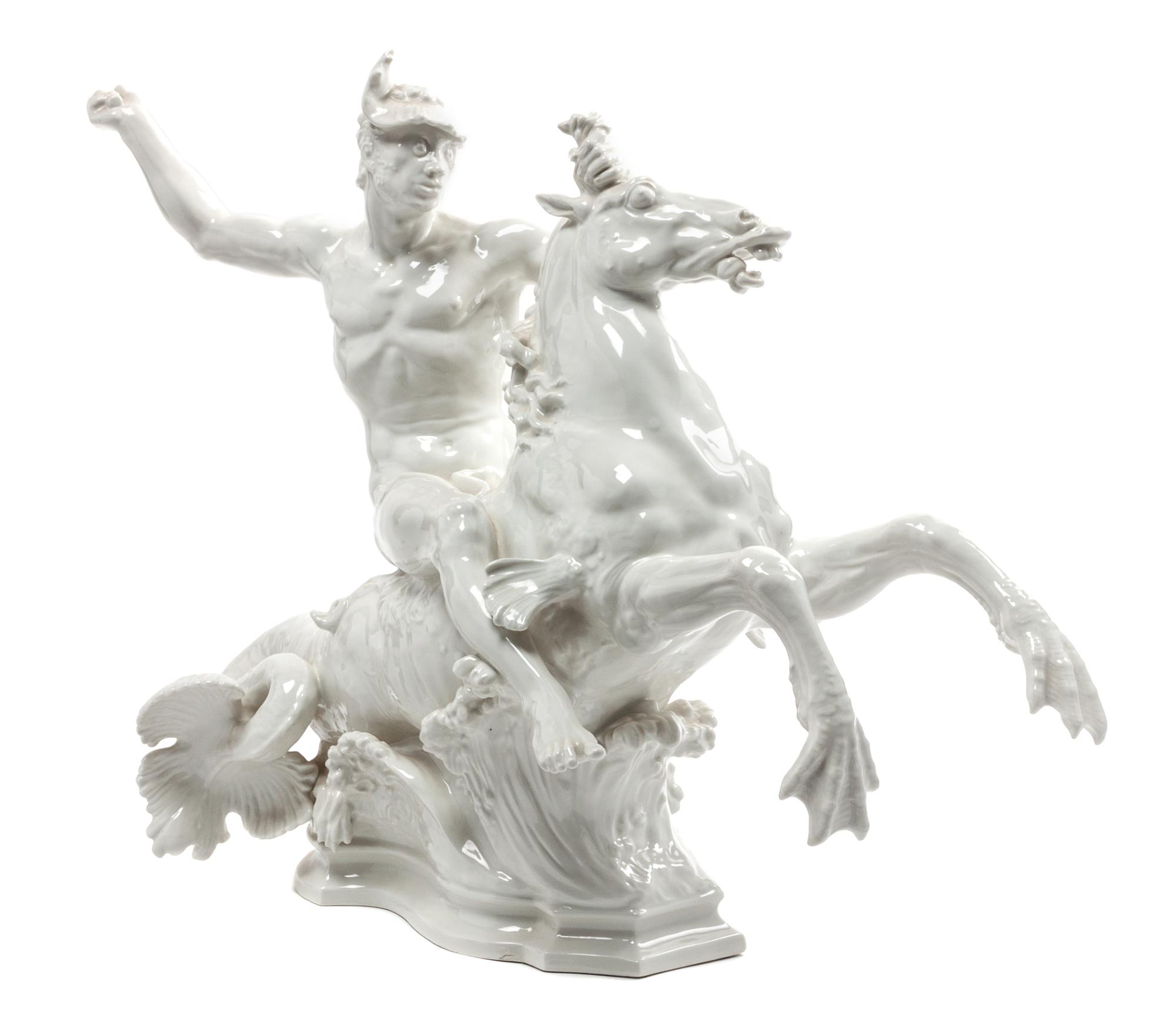 A KPM Blanc de Chine Porcelain Figural Group Height 16 1/2 inches.
