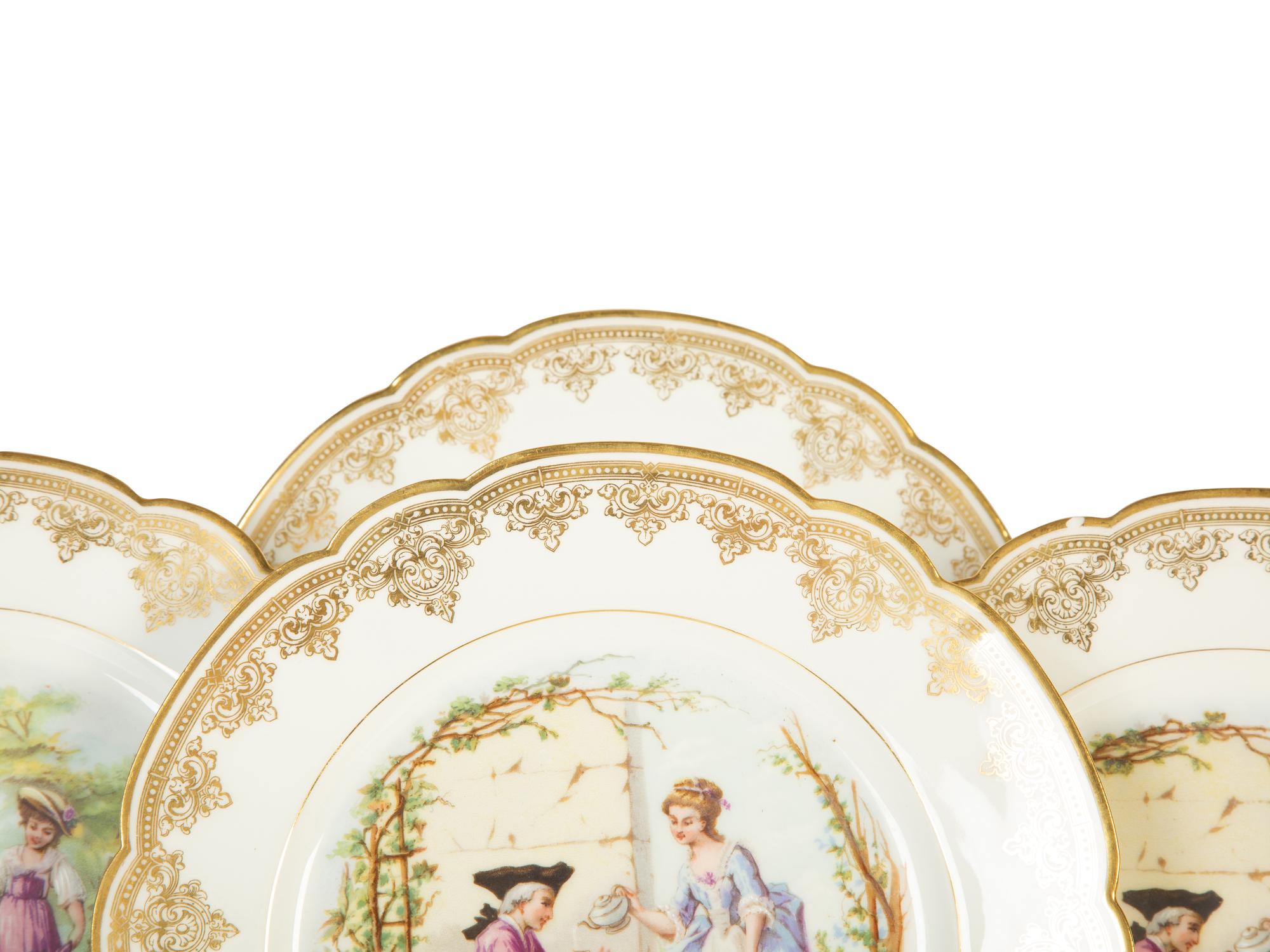 Twelve Sèvres Gilt Decorated Porcelain Dinner Plates