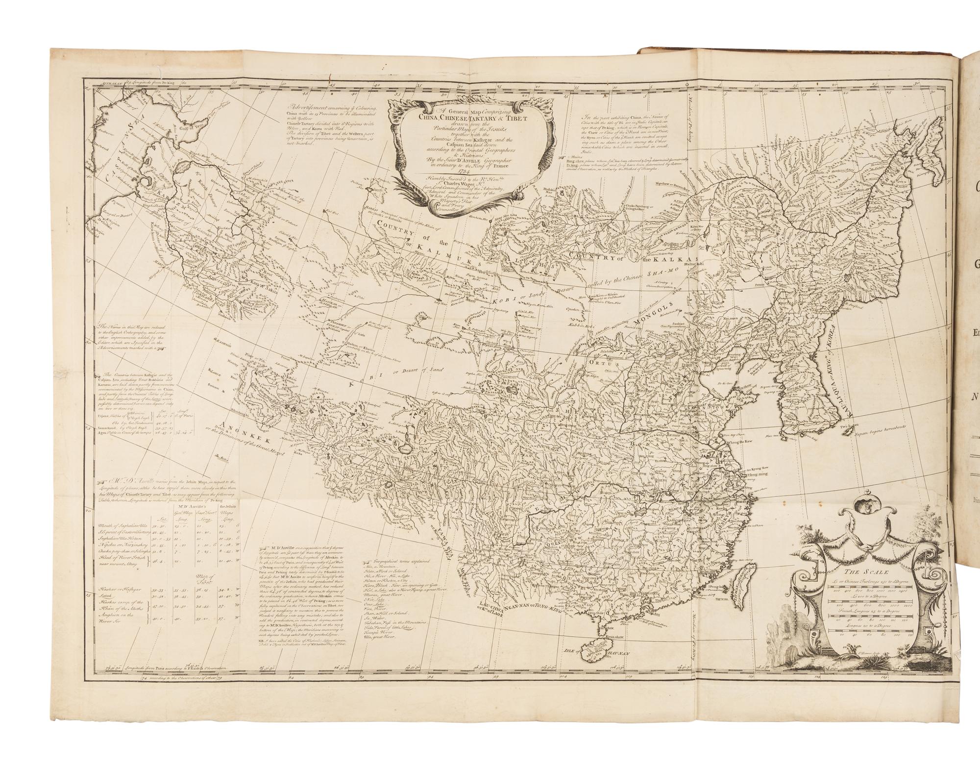 DU HALDE, Jean-Baptiste (1674-1743). A Description of the Empire of China and Chinese-Tartary, together with the Kingdoms of Korea and Tibet . Translated from the French by Richard Brookes. London: T. Gardner for Edward Cave, 1738-1741.
