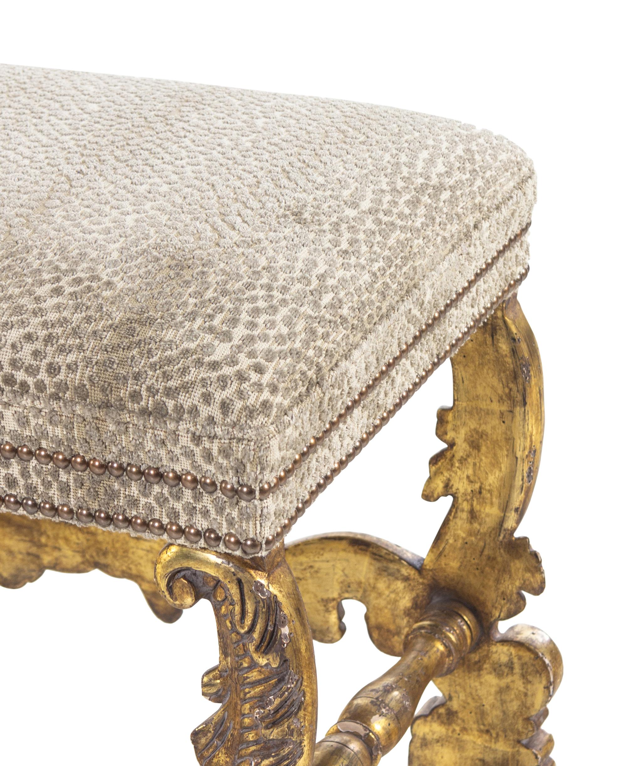 An Italian Baroque Style Giltwood Stool