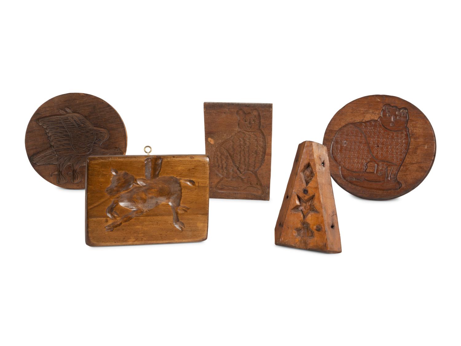 Five Mold Boards Depicting Animals, Birds and Stars