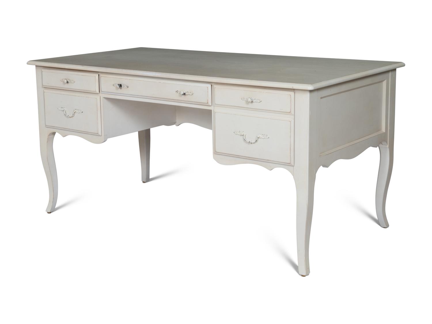 A Louis XV Style White-Painted Desk