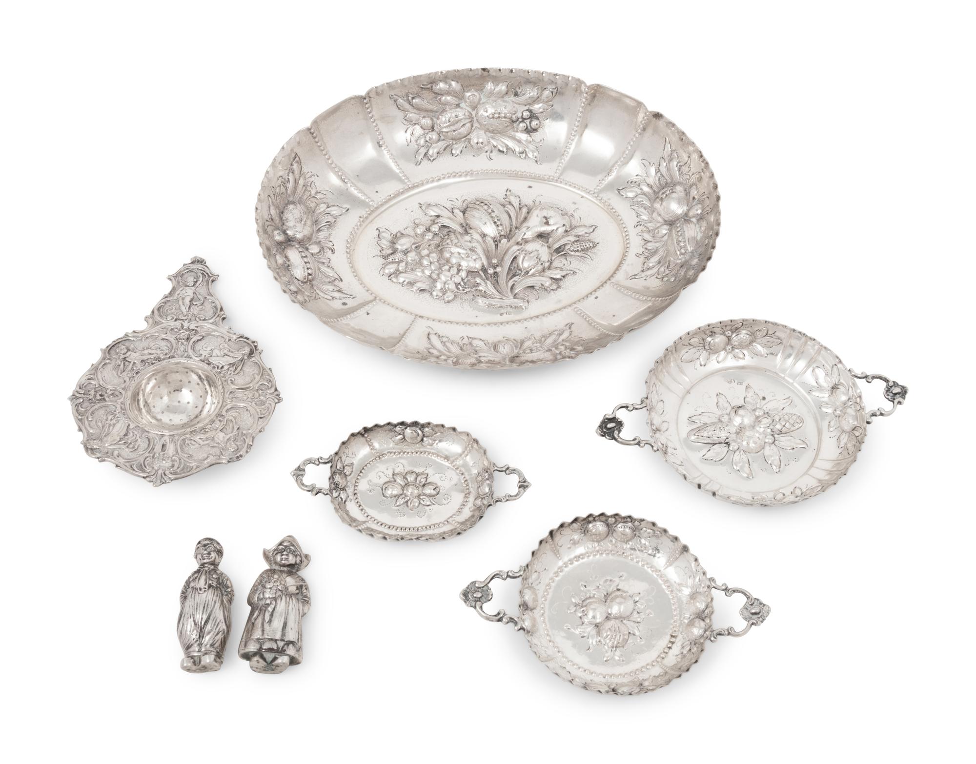 A Group of German Silver Table Articles