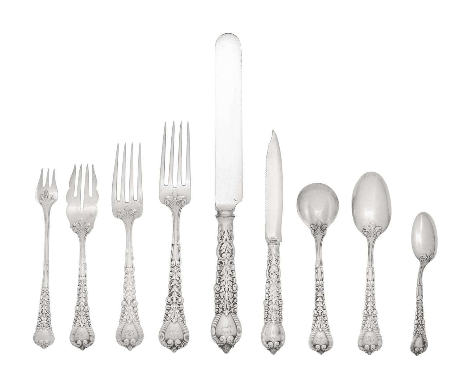 A Tiffany and Co. Florentine Silver Flatware Service