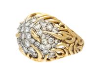 A Yellow Gold and Diamond Bombe Ring, 8.00 dwts.