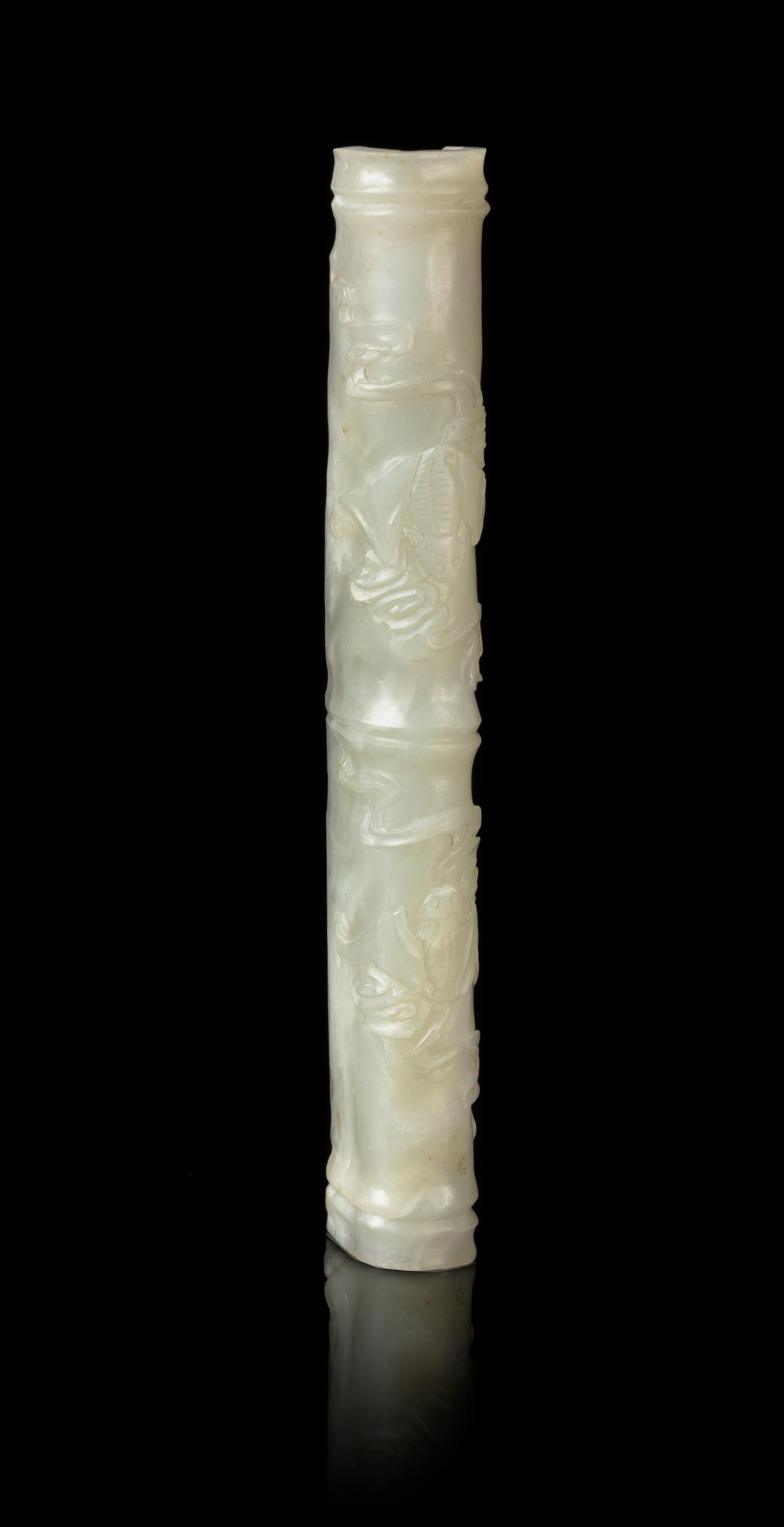 A Pale Celadon Jade Wrist Rest Length 6 7/8 inches.